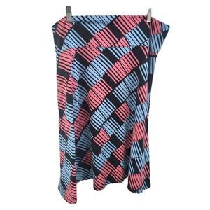 LuLaRoe Black, Pink and Blue Azure Skirt - XL